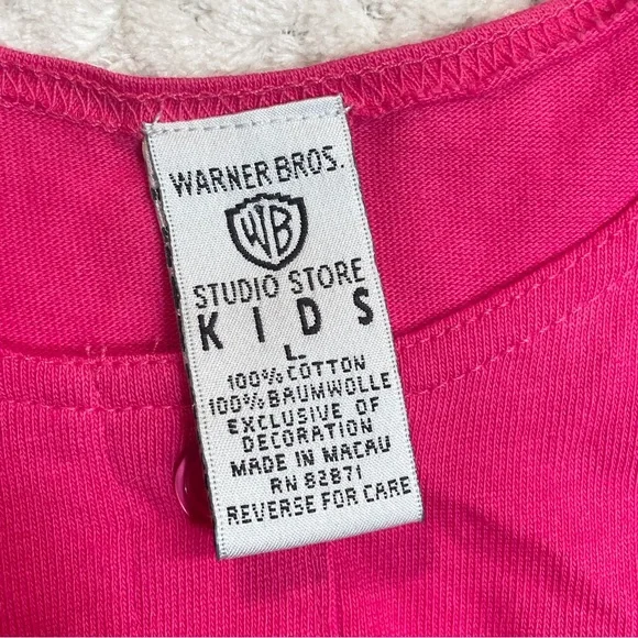 Warner Bros 1994 Looney Tunes Embroidered Pink Romper Girls Large 90s Kidcore - Picture 4 of 12